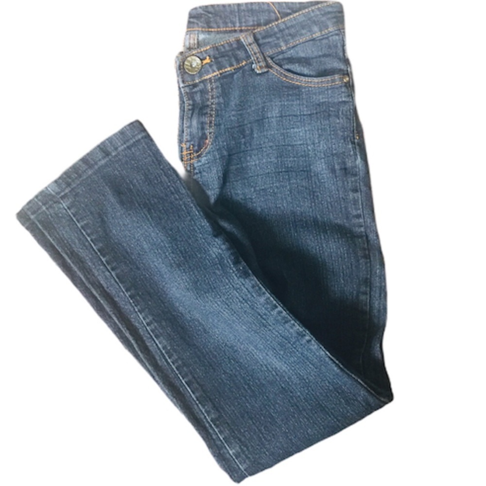 Jeans Dark Denim Straight Leg Fit Pockets Size Medium Athleisure Grunge Retro